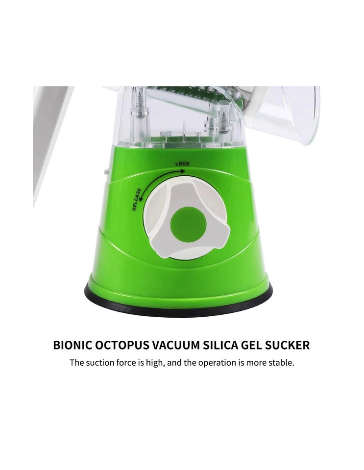 TableTop Drum Grater – 3-in-1 Manual Vegetable Cutter, Slicer & Grater (Random Color)
