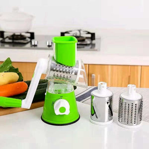 TableTop Drum Grater – 3-in-1 Manual Vegetable Cutter, Slicer & Grater (Random Color)