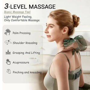 Human Hand Style Heated Neck & Shoulder Massager – Wireless 4D Deep Tissue Finger Pressure