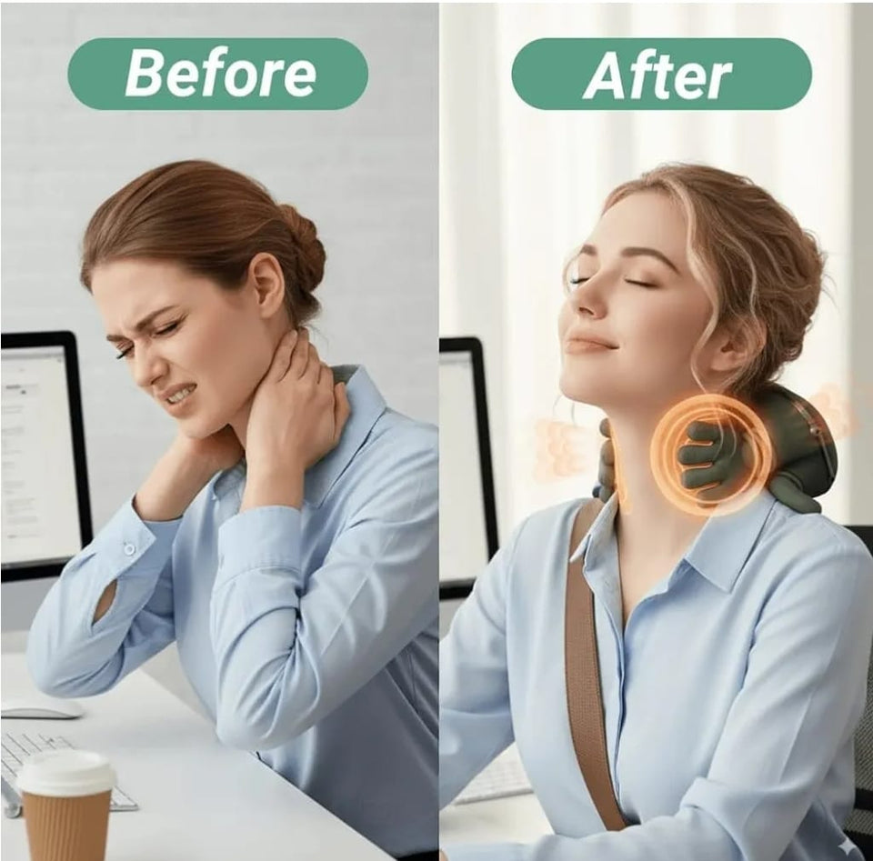 Human Hand Style Heated Neck & Shoulder Massager – Wireless 4D Deep Tissue Finger Pressure