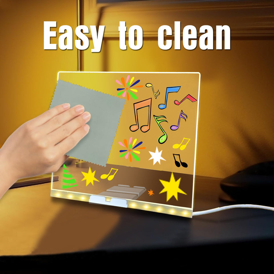 LED Light-Up Writing Board – Colorful Acrylic Message Pad with Stand & Erasable Pens