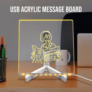 LED Light-Up Writing Board – Colorful Acrylic Message Pad with Stand & Erasable Pens