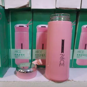 BPA-Free Glass Water Bottle – 400ml Portable Tumbler with Protective Shell (Random Color)