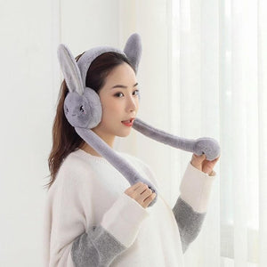 Cute Jumping Rabbit Earmuffs Hat – Moving Ears Plush Cap for Kids (Random Color)