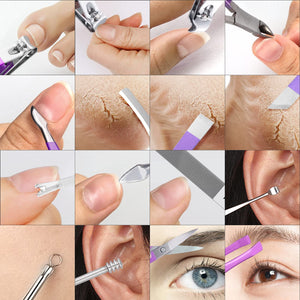 16-in-1 Stainless Steel Nail Care Kit – Professional Manicure & Pedicure Set (Random Color Case)