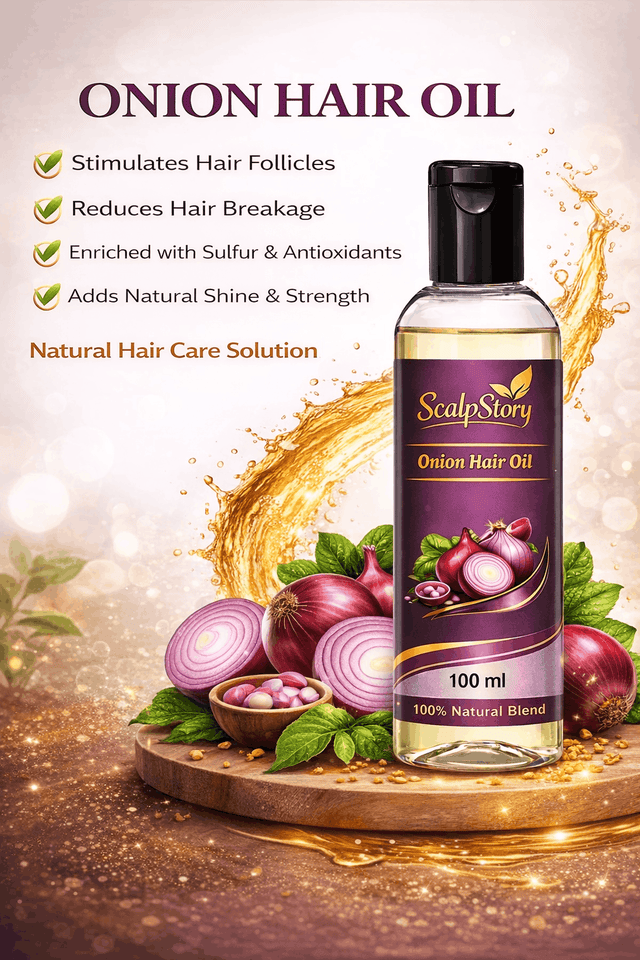 Onion Hair Oil – Natural Hair Growth & Anti-Hair Fall Oil with Sulfur & Antioxidants | Strengthens Roots & Adds Shine | 100 ml